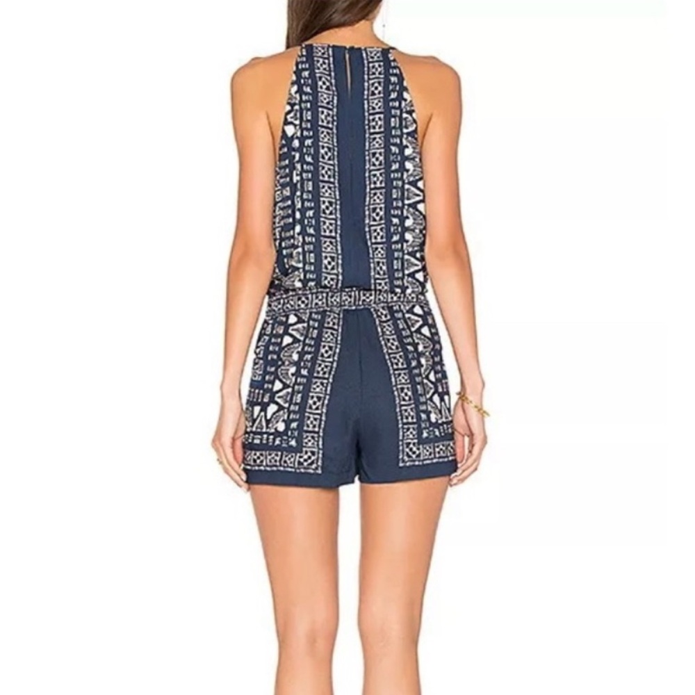 BCBG Navy Patterned Jumpsuit